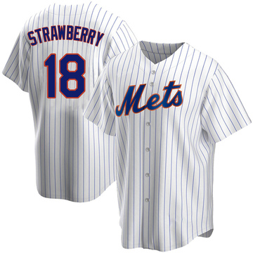 Men's New York Mets #18 Darryl Strawberry Replica White Home Cool