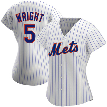 Women's New York Mets #5 David Wright Replica White/Pink Strip Baseball  Jersey